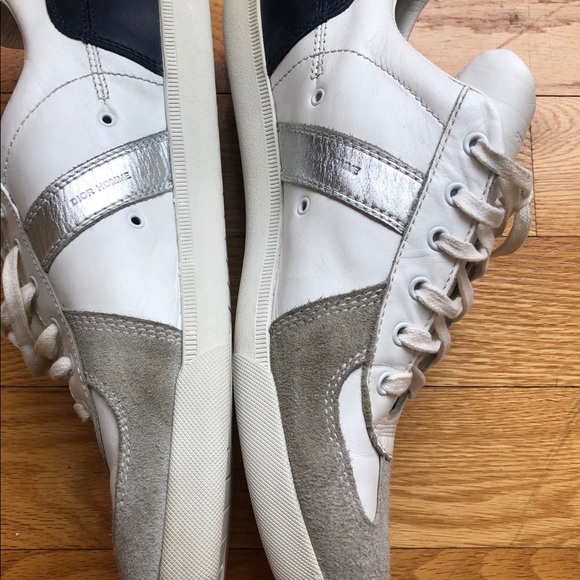 White and gray with blue Christian Dior sneakers. - Picture 8 of 8